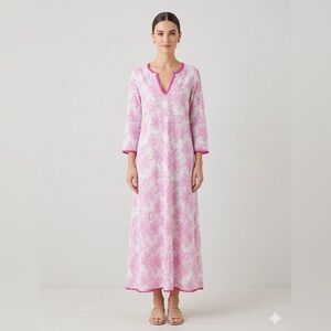 Pink Floral V-Neck Dress